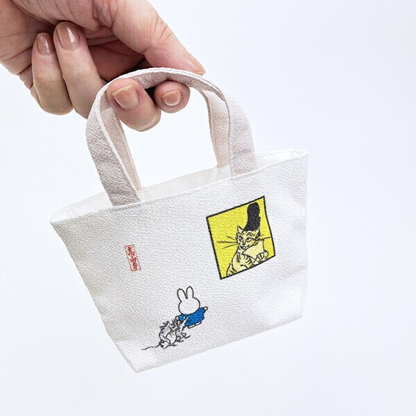 ミッフィー miffy 鳥獣戯画 ミニトートバッグ (アイボリー) 日本製