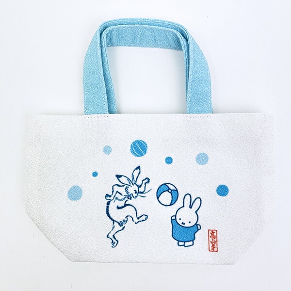 ミッフィー miffy 鳥獣戯画 ミニトートバッグ (ブルー) 日本製