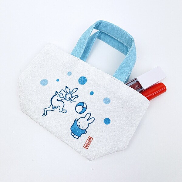 ミッフィー miffy 鳥獣戯画 ミニトートバッグ (ブルー) 日本製