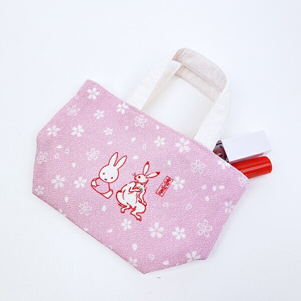 ミッフィー miffy 鳥獣戯画 ミニトートバッグ (ピンク) 日本製