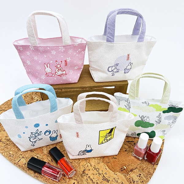 ミッフィー miffy 鳥獣戯画 ミニトートバッグ (パープル) 日本製