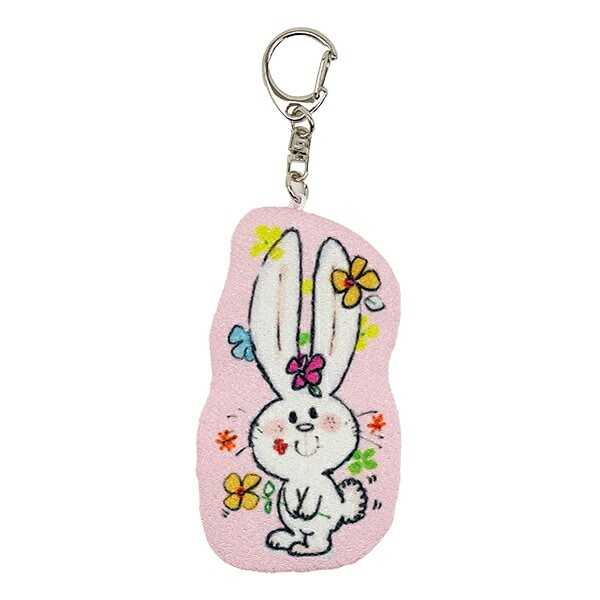 水森亜土 キーホルダー うさぎフラワー 日本製
