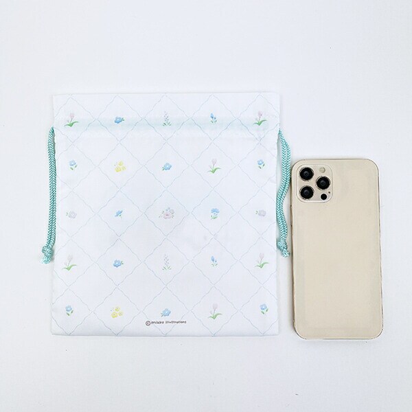 mikko illustrations ミッコ 巾着(M) ホワイト 日本製