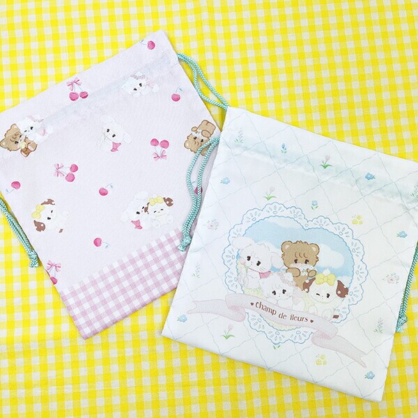 mikko illustrations ミッコ 巾着(M) ピンク 日本製