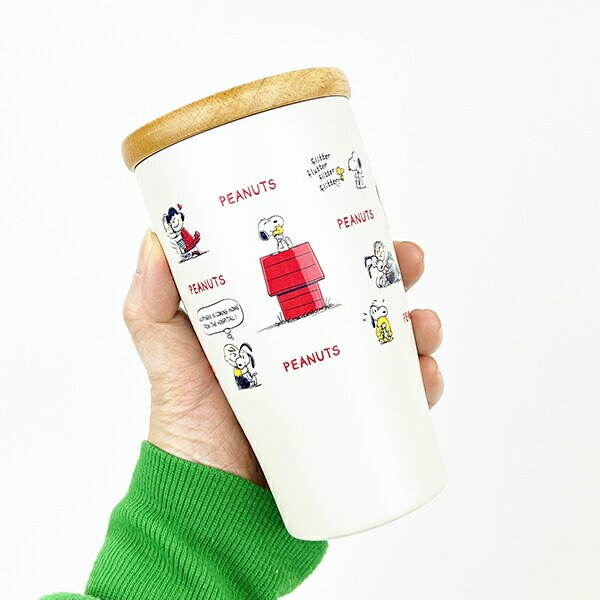 SNOOPY スヌーピー 木蓋付ステンレスタンブラー ハグ マグカップ コップ ランチ キッチン