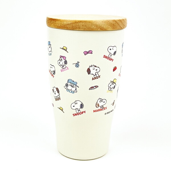 SNOOPY スヌーピー 木蓋付ステンレスタンブラー フェイスパターン マグカップ コップ ランチ キッチン