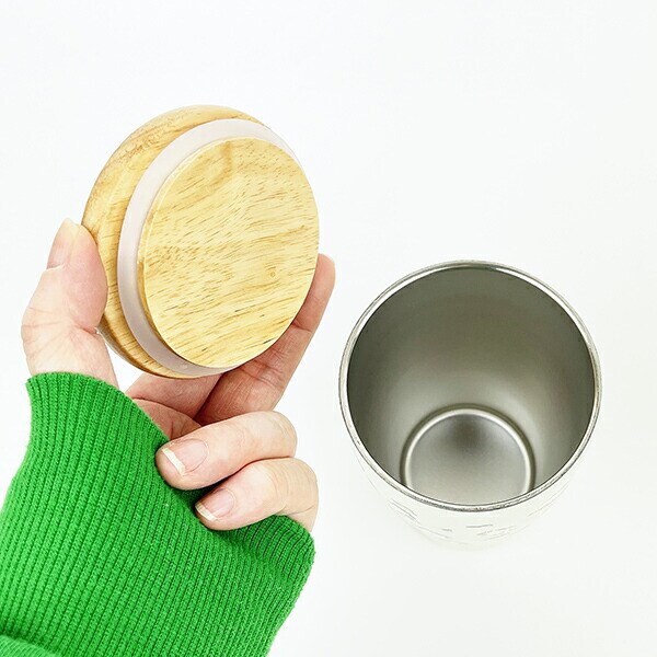 SNOOPY スヌーピー 木蓋付ステンレスタンブラー フェイスパターン マグカップ コップ ランチ キッチン