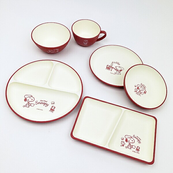 スヌーピー シェフシリーズ 抗菌ラウンドプレート(L) レッド 食器 SNOOPY