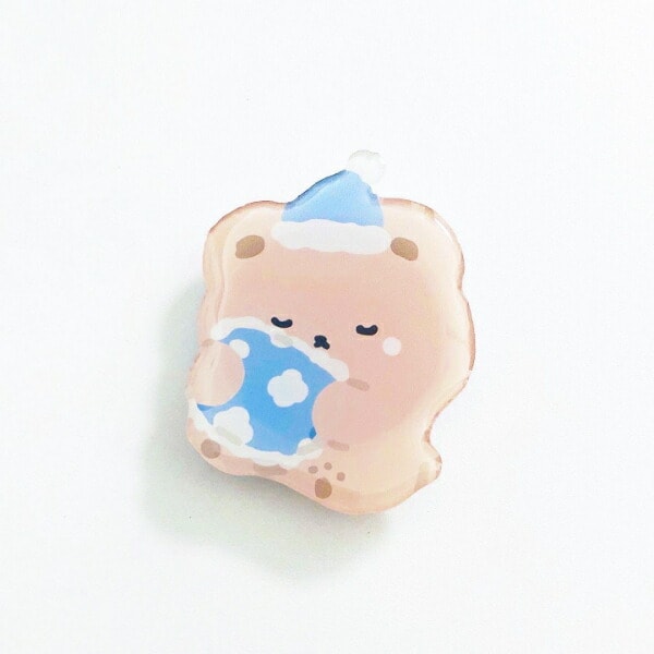 スタジオハヌル パム スマホグリップ ブラウン ブルー StudioHaneul おやすみ TOKTOK