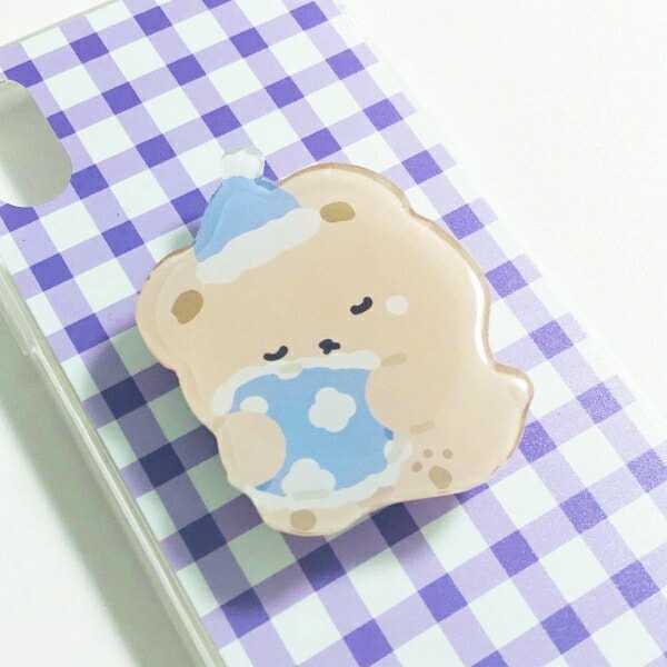 スタジオハヌル パム スマホグリップ ブラウン ブルー StudioHaneul おやすみ TOKTOK