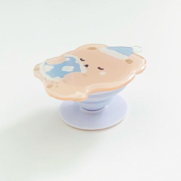 スタジオハヌル パム スマホグリップ ブラウン ブルー StudioHaneul おやすみ TOKTOK