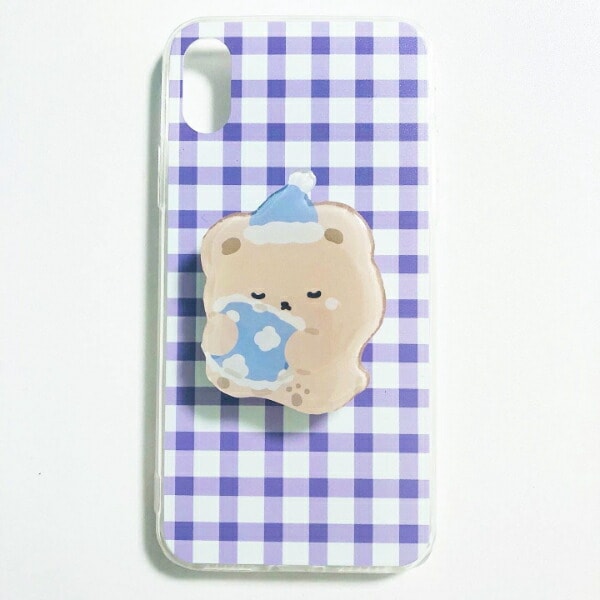 スタジオハヌル パム スマホグリップ ブラウン ブルー StudioHaneul おやすみ TOKTOK