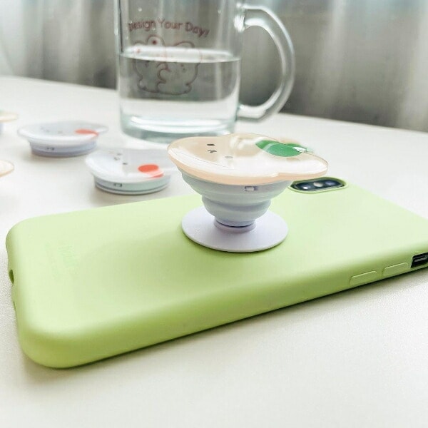 スタジオハヌル パム スマホグリップ ブラウン ブルー StudioHaneul おやすみ TOKTOK