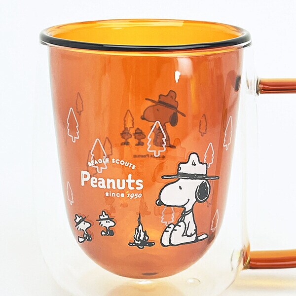スヌーピー ビーグルスカウト ダブルウォール耐熱グラス マグカップ コップ SNOOPY