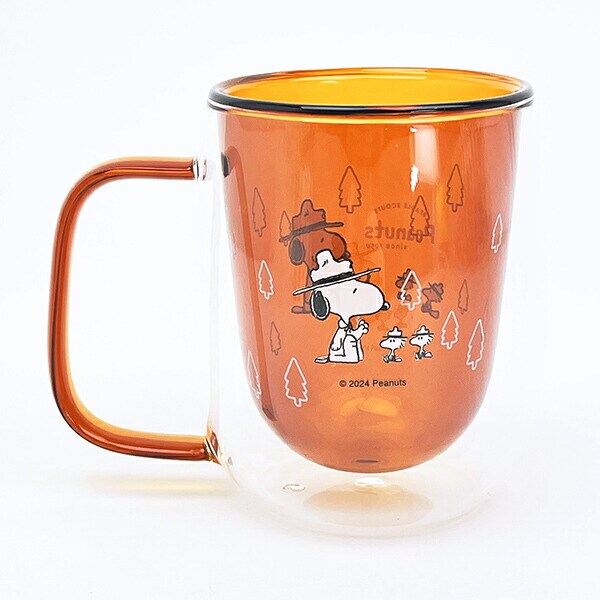 スヌーピー ビーグルスカウト ダブルウォール耐熱グラス マグカップ コップ SNOOPY
