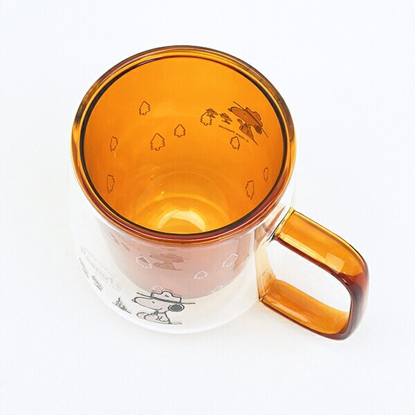 スヌーピー ビーグルスカウト ダブルウォール耐熱グラス マグカップ コップ SNOOPY