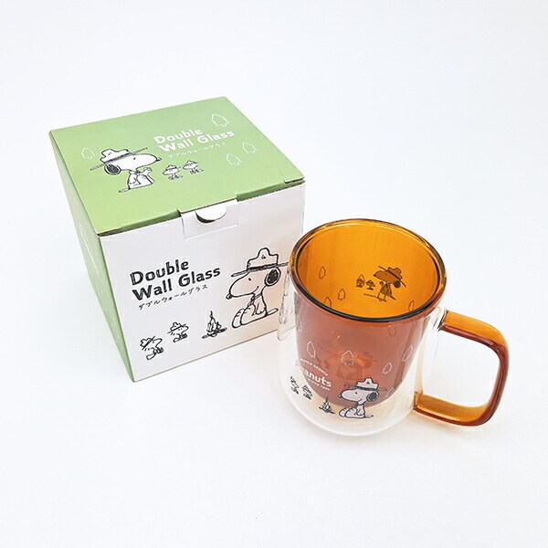 スヌーピー ビーグルスカウト ダブルウォール耐熱グラス マグカップ コップ SNOOPY