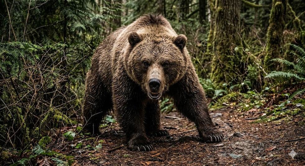 クマが出没する山道のイメージ