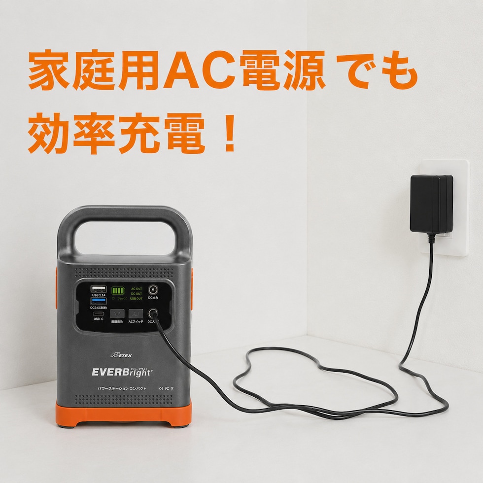 家庭用AC電源で充電している様子
