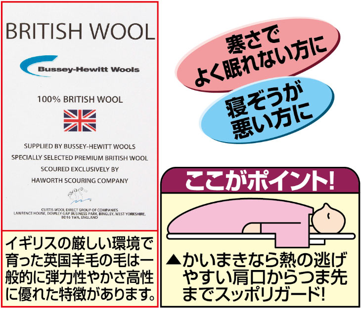 日本製 英国産羊毛かいまき