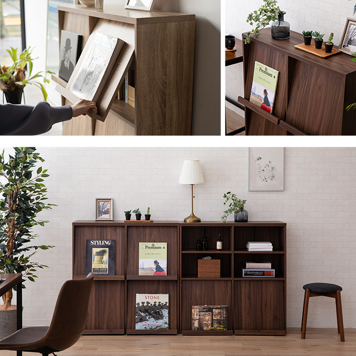 dショッピング |本棚 扉付き 4ドア 収納 ラック 木製 幅90 大容量