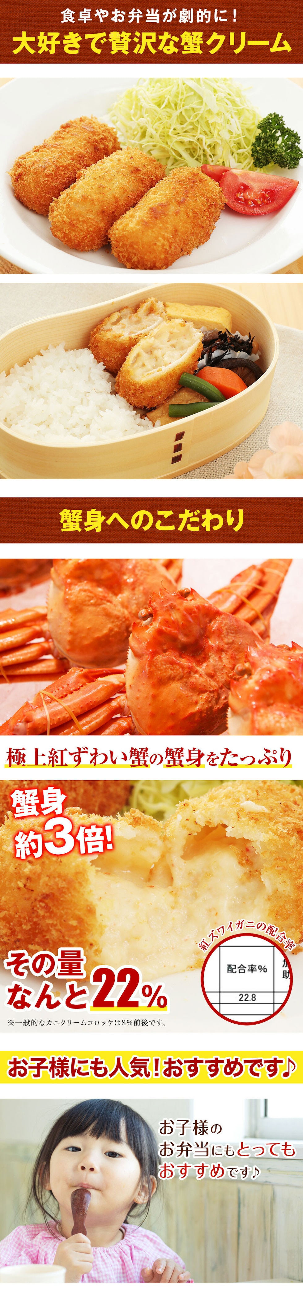 蟹身が22％　高品質新品　蟹屋の蟹クリームコロッケ大粒80g×10個入