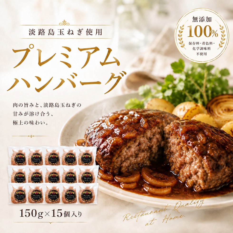 淡路島玉ねぎ使用 プレミアムハンバーグ 15個入り