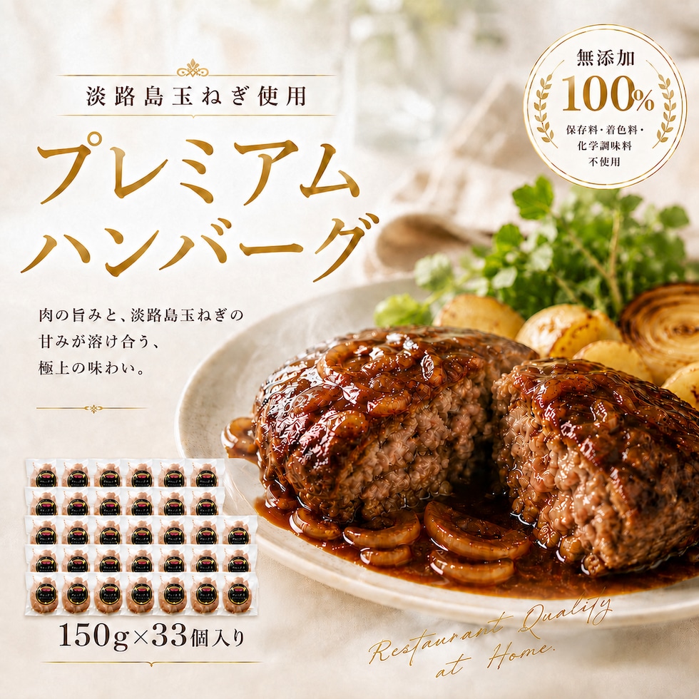 淡路島玉ねぎ使用 プレミアムハンバーグ 33個入り