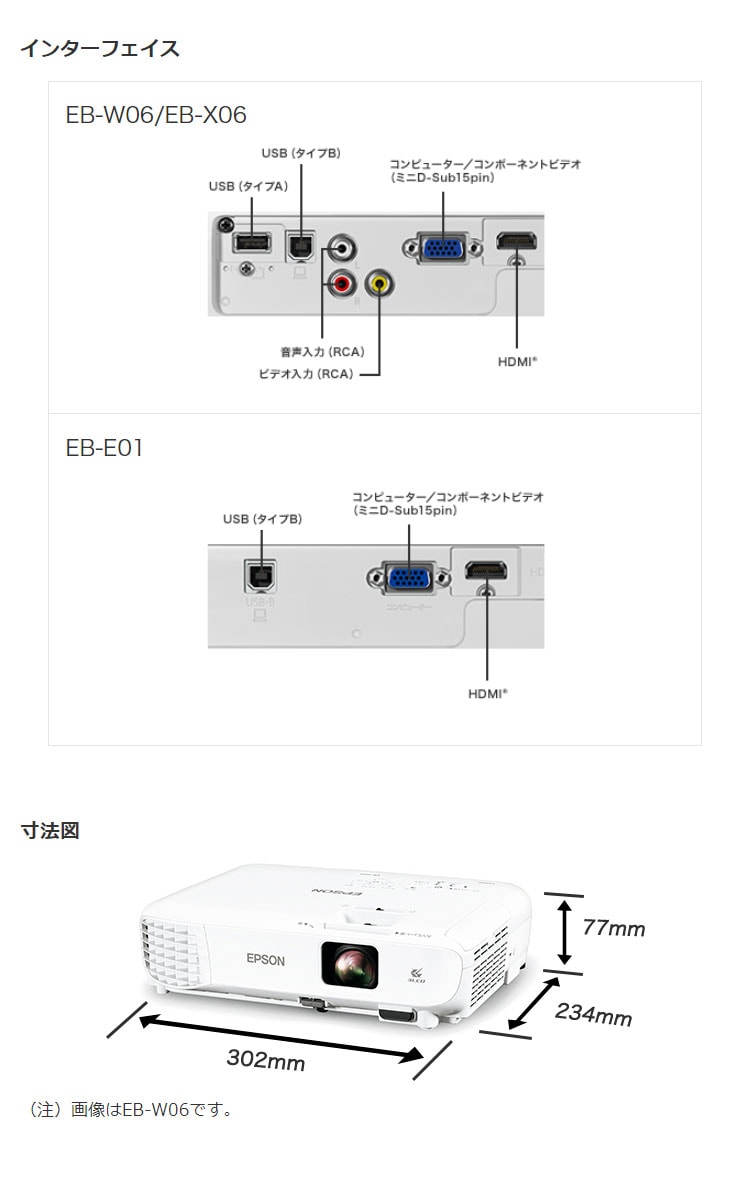 dショッピング |エプソン ビジネスプロジェクター ベーシックモデル EB-W06 WXGA 3700lm EPSON ダイレクトパワーオン  オートパワーオン 台形歪み補正 スピーカー内蔵 2画面表示 前面排気 ダイレクトシャットダウン【送料無料】 | カテゴリ：プロジェクターの販売できる  ...