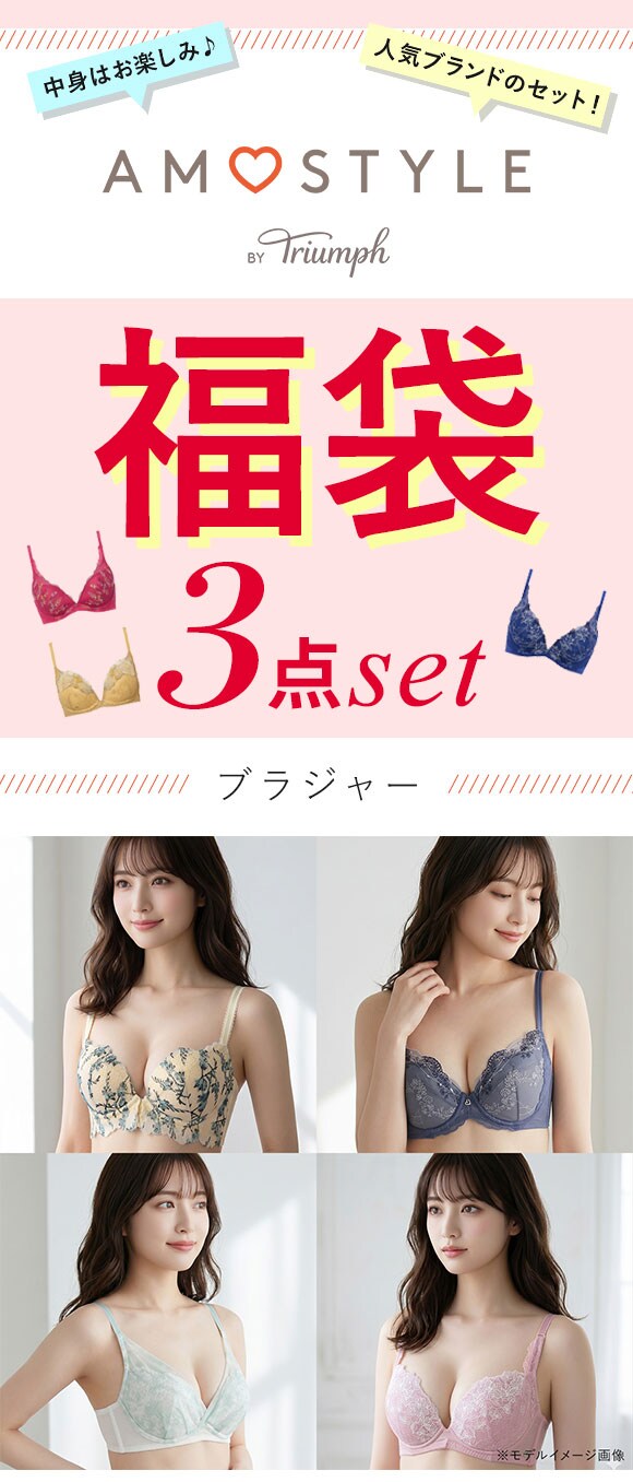 福袋 アモスタイル 3P ブラジャー 3点セット インナー 下着 EG 大きいサイズ AMOSTYLE
