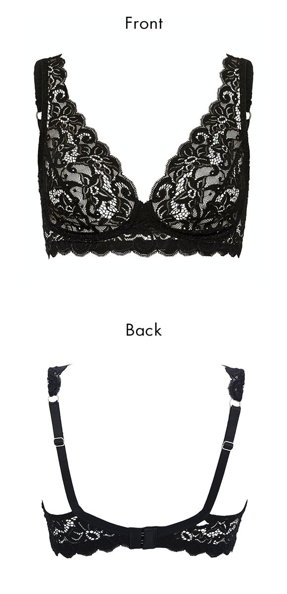 ハンロ モーメント 定番 総レース ソフトブラ ノンワイヤーブラ HANRO MOMENTS Vネック ノンパデット