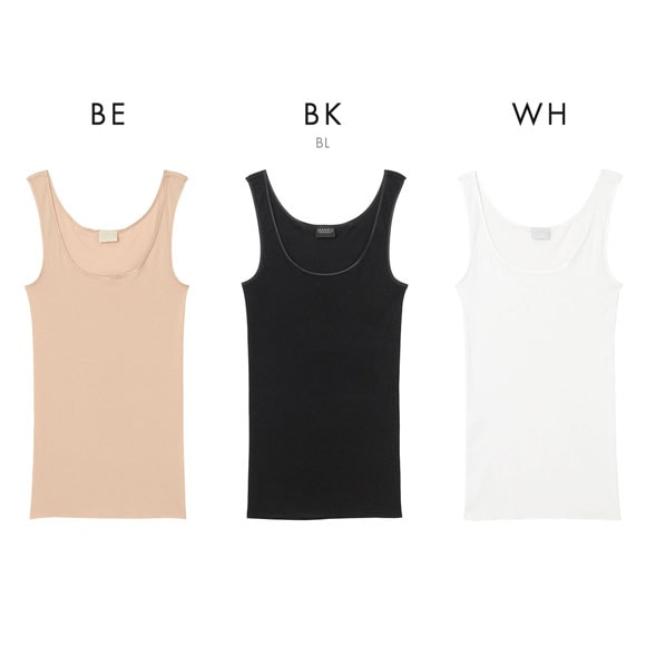 ハンロ コットン シームレス タンクトップ HANRO COTTON SEAMLESS Uネック インナー