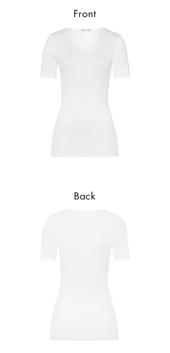 ハンロ コットン シームレス 半袖 トップス HANRO COTTON SEAMLESS Vネック インナー