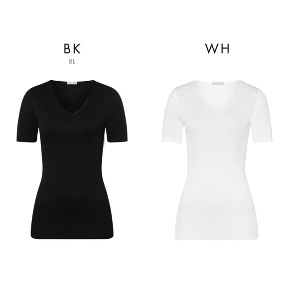 ハンロ コットン シームレス 半袖 トップス HANRO COTTON SEAMLESS Vネック インナー