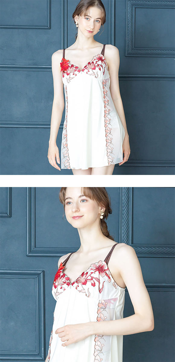 ドゥペルル ヴィクトリアシクラメン スリップ M-75 L-80 ランジェリー ロングキャミソール DuePerle