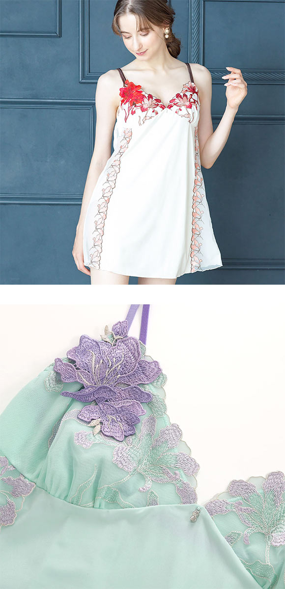 ドゥペルル ヴィクトリアシクラメン スリップ M-75 L-80 ランジェリー ロングキャミソール DuePerle