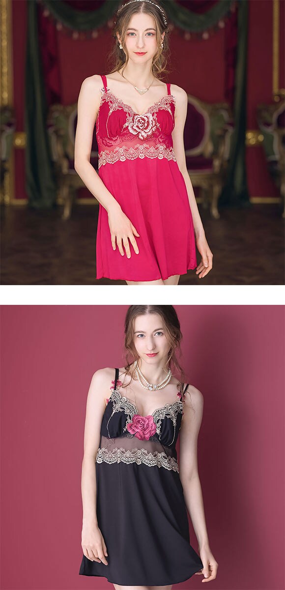 ドゥペルル ルージュ スリップ M-75 L-80 ランジェリー ロングキャミソール DuePerle