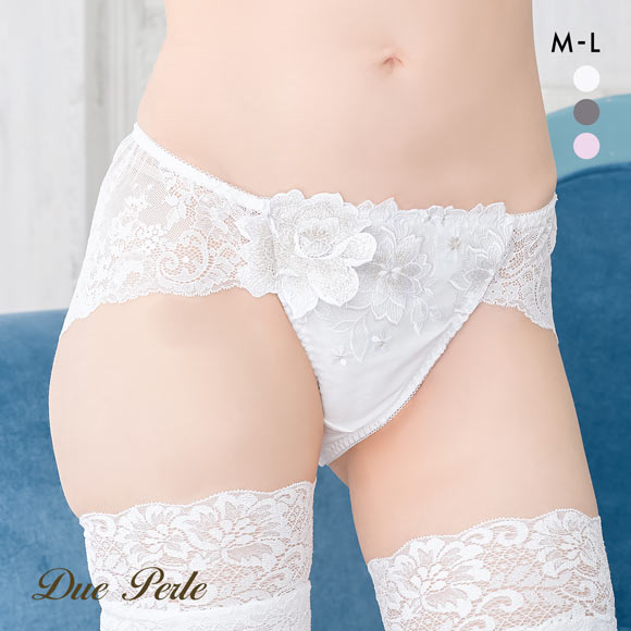 ドゥペルル クリスタル 総レースショーツ ML フィット ひびきにくい バックレースショーツ DuePerle