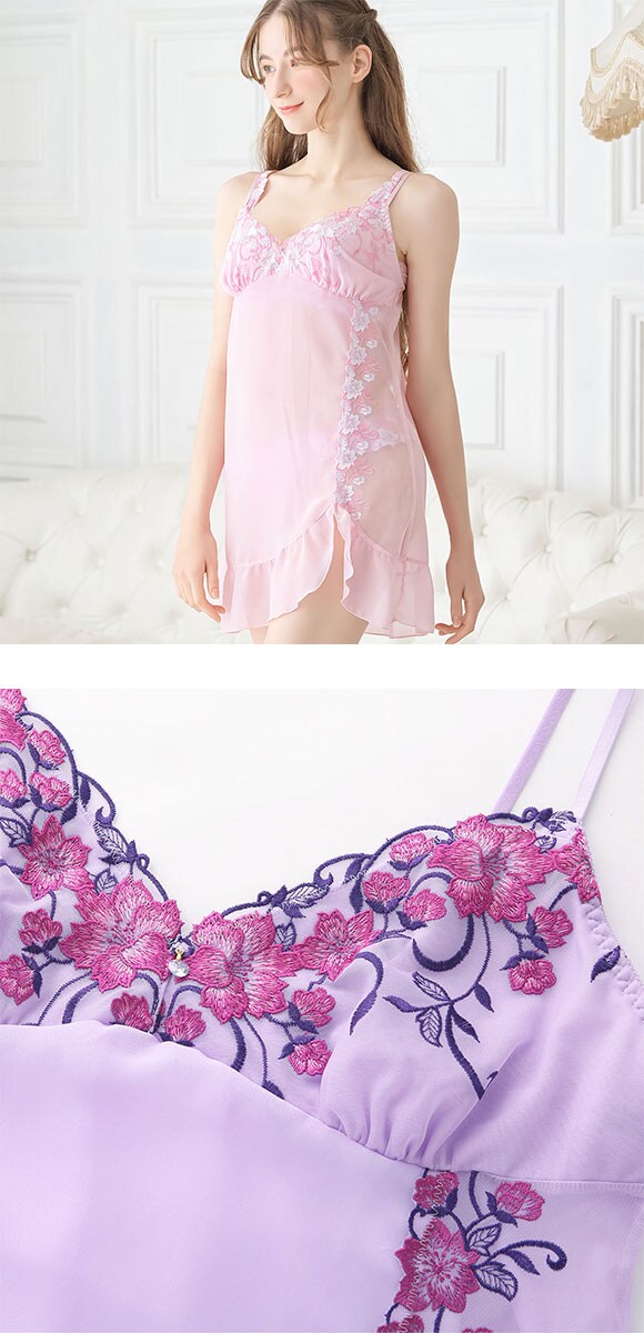 ドゥペルル 千里香 スリップ M-75 L-80 ランジェリー ロングキャミソール DuePerle