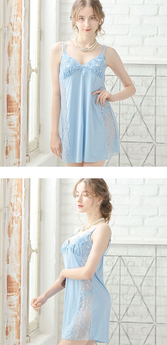 ドゥペルル フルールドゥ スリップ M-75 L-80 ランジェリー ロングキャミソール DuePerle