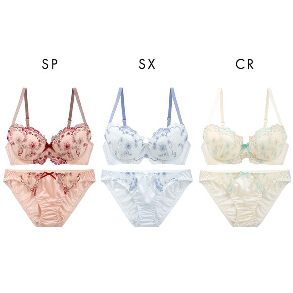 イーエスフェアリー チャーミングフローラ ブラセット BCDEF65-80 パッド付 盛胸 プチプラ 谷間 大きいサイズ セット ES Fairy