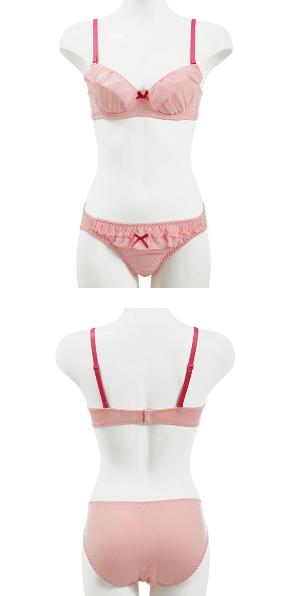 イーエスフェアリー ジョーゼットフリルブラセット BCDEF グラマー 大きいサイズ ブラジャー ショーツ セット パッド付