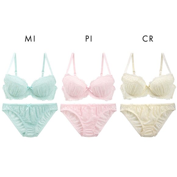 イーエスフェアリー ガーリーレース ブラセット BCDEF 盛り胸 谷間 ブラジャー ショーツ セット 大きいサイズ プチプラ ES Fairy