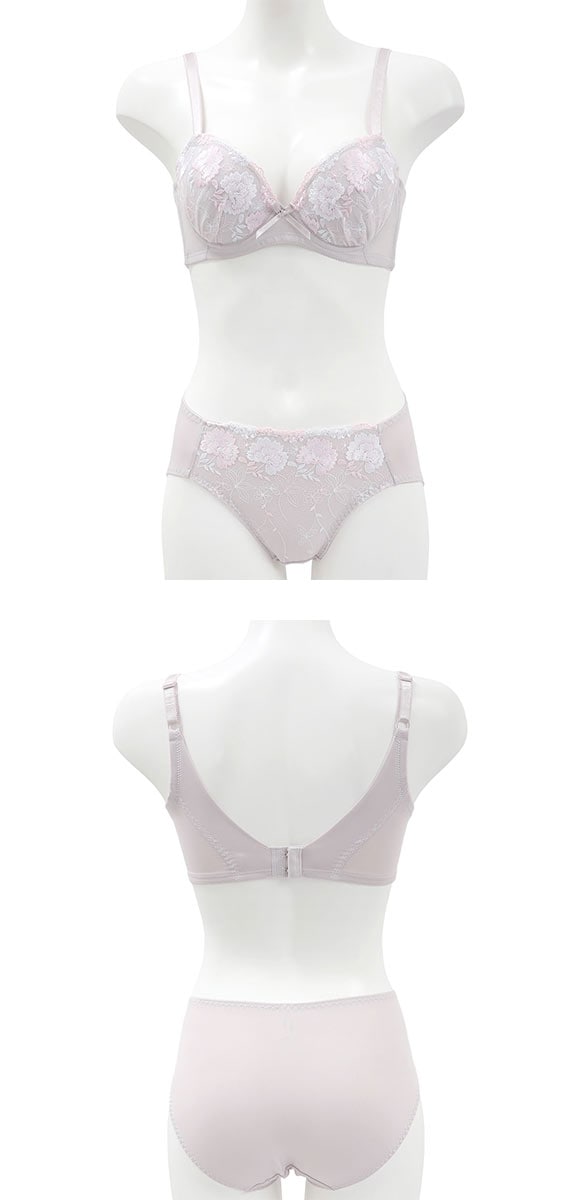 うしろ姿美 うっとり体験 フラワー刺繍 ブラジャー ショーツ セット ABCD70-85 ブラセット 脇高 脇肉 着やせ 背中すっきり