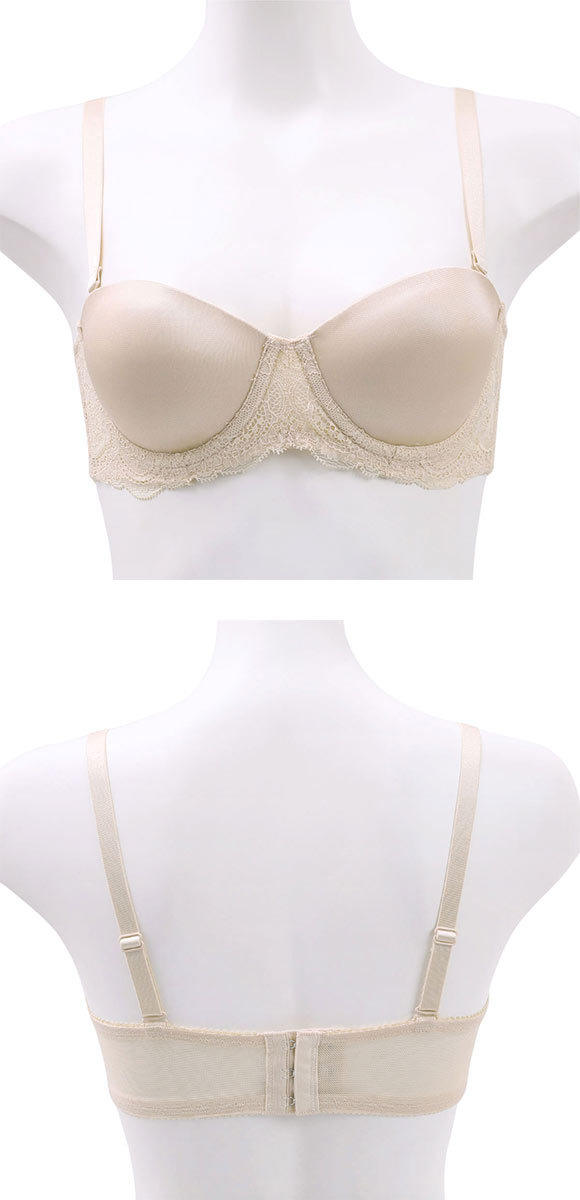 PT-bra ブラジャー 1/2カップ ストラップレス シンプル オフショルダー