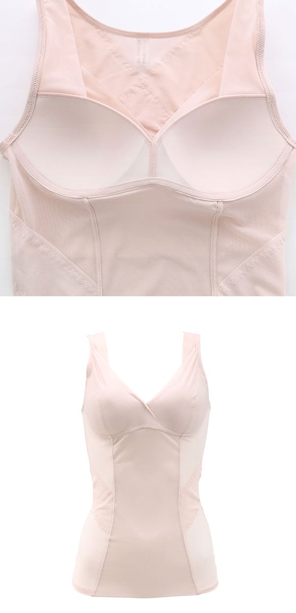 ブライトマッチ 巻き肩サポート 美姿勢ボディシェイパー M L LL ムレナイ メッシュ 着やせ 背中クロス スタイルアップ 補整 カップ付き ラン型 ブラトップ