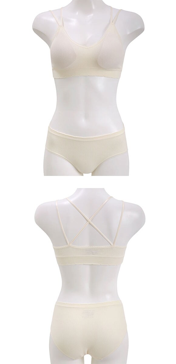 ポフ 丸編み成型 Wストラップ ノンワイヤーブラセット M L LL ふわもち ハーフトップ Pofu ひびきにくい なめらか 大きいサイズ