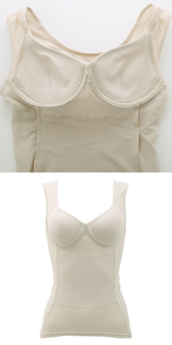 ブライトマッチ 背中クロス 接触冷感 美姿勢ボディシェイパー M L LL ムレない カップ付き 着やせ 背中 補正下着 インナー 涼しい レディース お腹押さえ