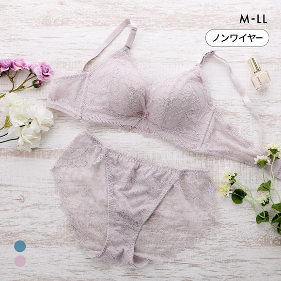メルトココ 谷間キープ ふわとろカップ プランジノンワイヤーブラ ブラセット 脇スッキリ ブラジャー ショーツ セット 脇高