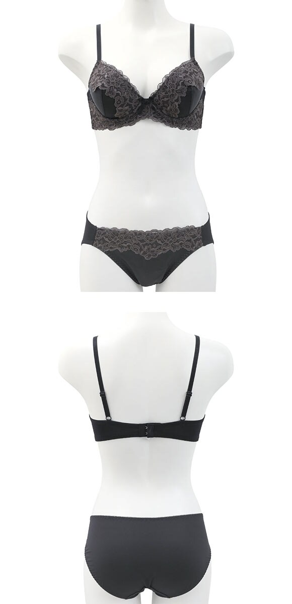 ソニアブラック シルキーサテン ブラセット BCDE アンダー大きいサイズ グラマー SONIA BLACK ブラジャー ショーツ セット